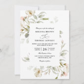 Sage Blush Elegant Floral Budget QR Code Wedding 招待状 (正面)