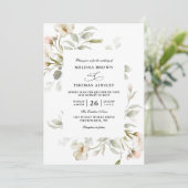 Sage Blush Elegant Floral Budget QR Code Wedding 招待状 (スタンド正面)