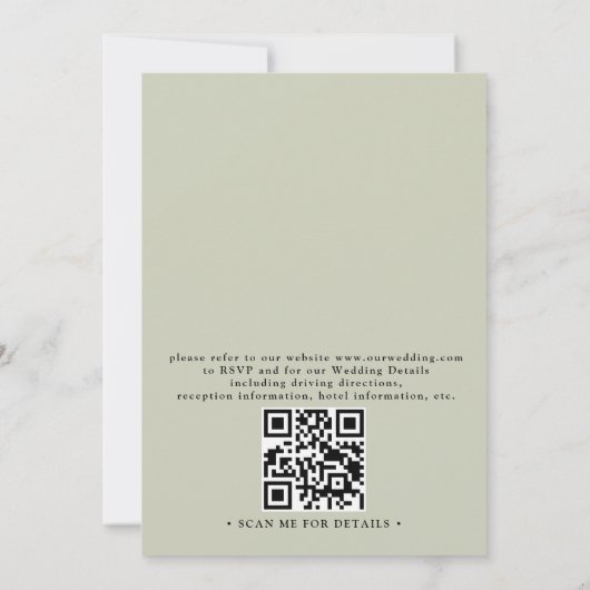 Sage Blush Elegant Floral Budget QR Code Wedding 招待状 (裏面)