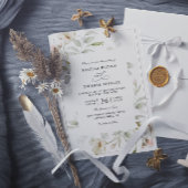 Sage Blush Elegant Floral Budget QR Code Wedding 招待状