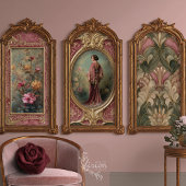 Sage Blush Flapper Art Nouveau 3 Panel Set ラッピングペーパーシート