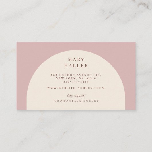 Sage Blush Pink Arch Business Card 名刺 (裏面)