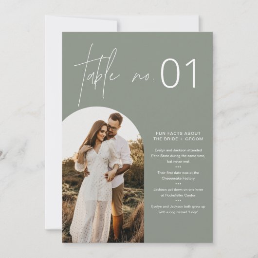 SAGE Bohoフォトテーブル番号とおもしろいファクト5 x 7 招待状 (正面)