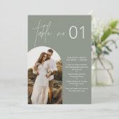 SAGE Bohoフォトテーブル番号とおもしろいファクト5 x 7 招待状 (スタンド正面)