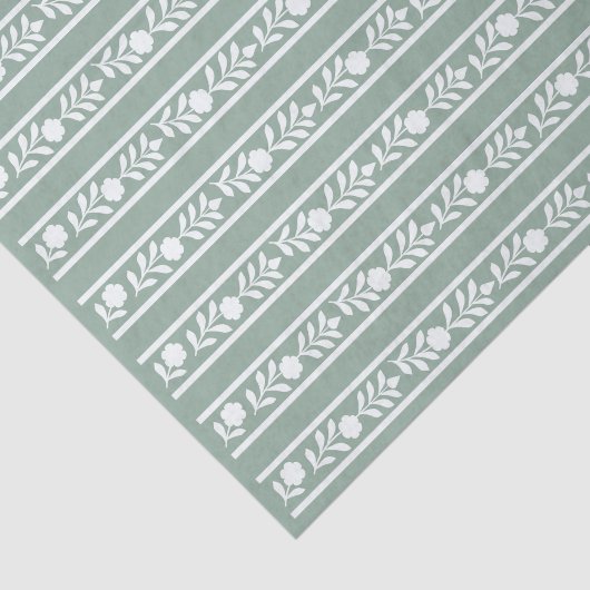 Sage Bone Inlay Floral Border Decoupage Paper 薄葉紙 (詳細)