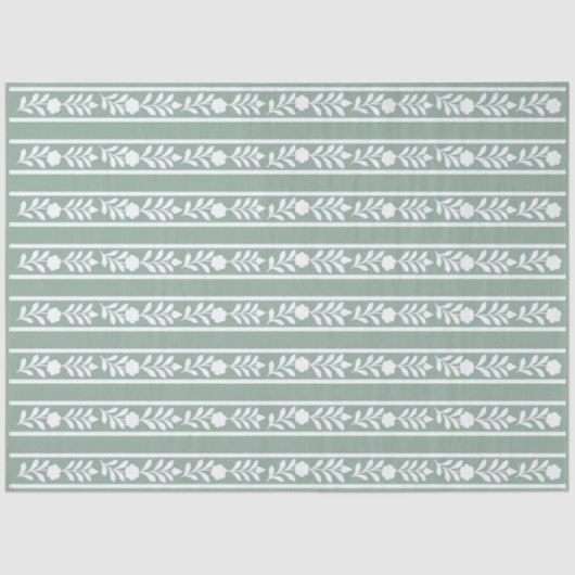 Sage Bone Inlay Floral Border Decoupage Paper 薄葉紙 (正面)