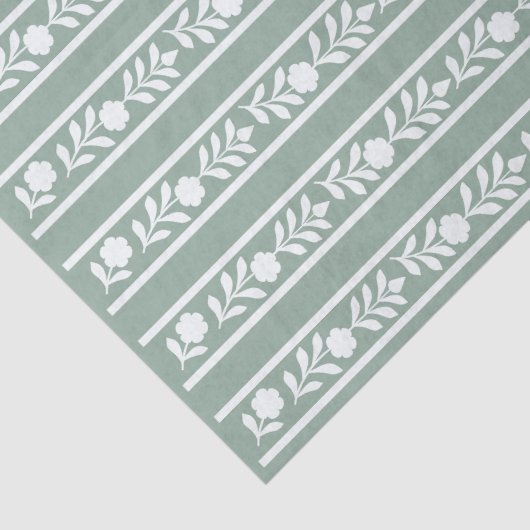 Sage Bone Inlay Floral Border Decoupage Paper 薄葉紙 (詳細)