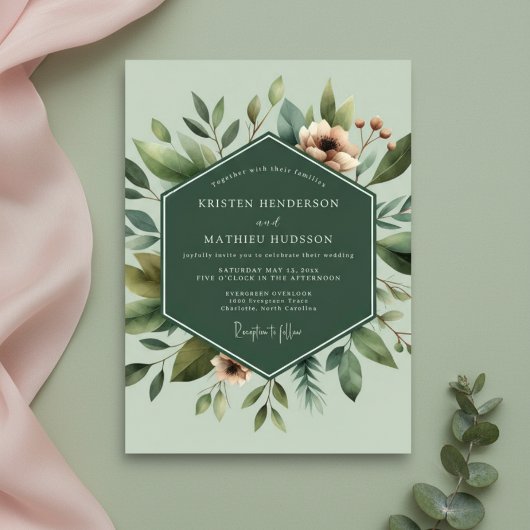 Sage Botanical Bloom Wedding 招待状