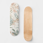 Sage Botanical Blush Leaf Watercolor Pattern スケートボード (正面)