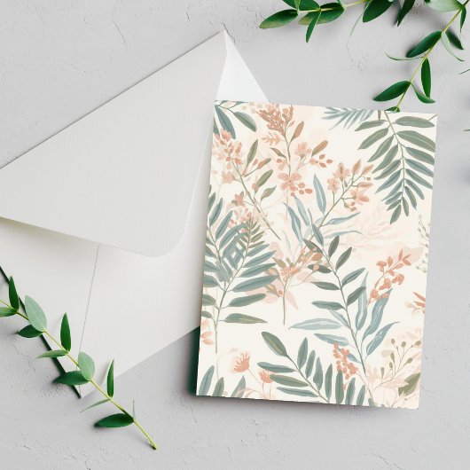 Sage Botanical Blush Leaf Watercolor Pattern ポストカード