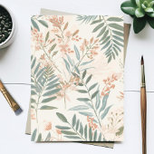 Sage Botanical Blush Leaf Watercolor Pattern ポストカード