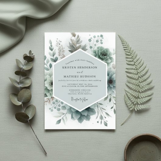 Sage Botanical Ethereal Wedding 招待状