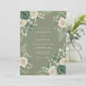 Sage Botanical Romance Wedding 招待状 (スタンド正面)