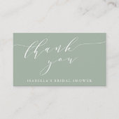 Sage Botanical Script Bridal Shower Thank You Gift エンクロージャーカード (正面)