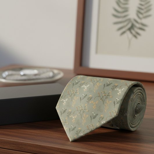 Sage Botanical Tie – Woodland Wedding Attire ネクタイ