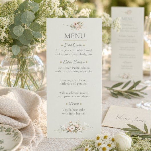Sage Botanical Wedding Menu Card メニュー