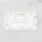 Sage Bow Baby Shower Diaper Raffle Enclosure Card エンクロージャーカード (正面)