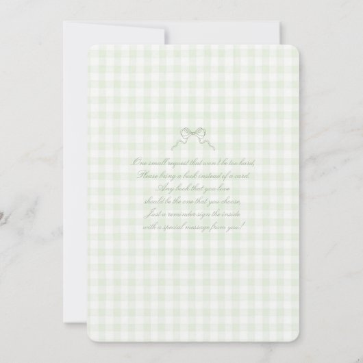 Sage Bow Baby Shower invitation 招待状 (裏面)