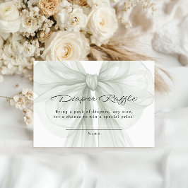 Sage Bow Diaper Raffle Minimal Chic エンクロージャーカード