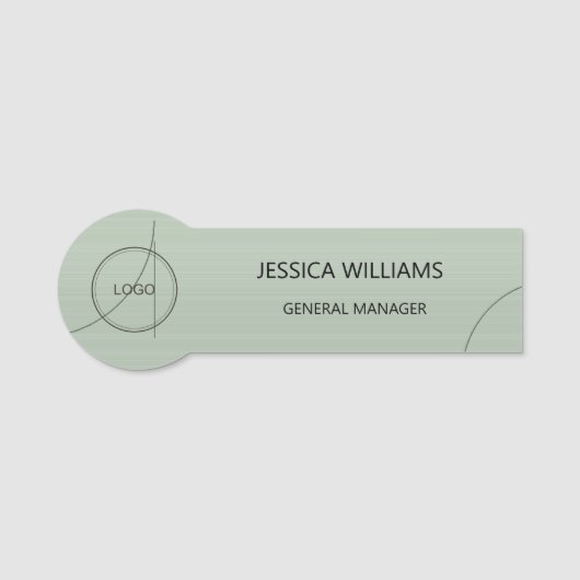 Sage Bronze Custom Logo Name Tag Template 名札 (正面)