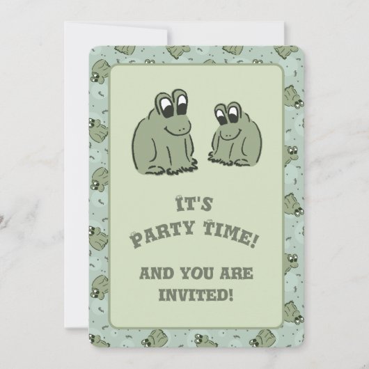 Sage Bubble Frogs - fun kids birthday party. 招待状 (正面)