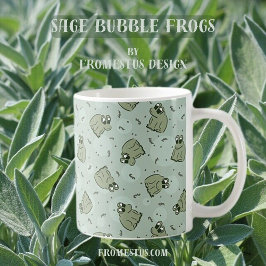 Sage Bubble Frogs - laurel green kids pattern. コーヒーマグカップ