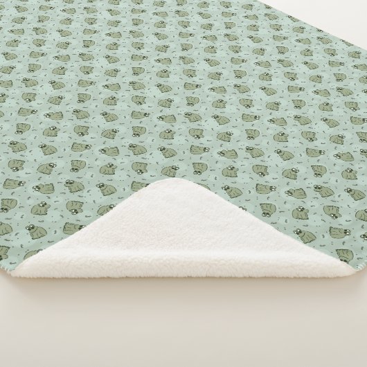 Sage Bubble Frogs - laurel green kids pattern. シェルパブランケット (3/4)