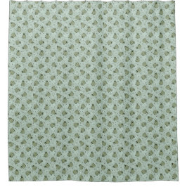 Sage Bubble Frogs - laurel green kids pattern. シャワーカーテン