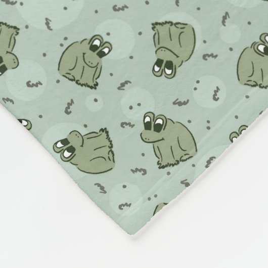 Sage Bubble Frogs - laurel green kids pattern. フリースブランケット (角)