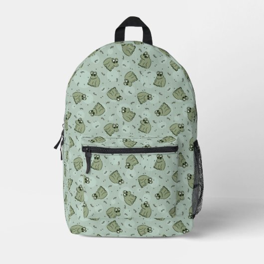 Sage Bubble Frogs - laurel green kids pattern. プリントバックパック (正面)