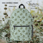Sage Bubble Frogs - laurel green kids pattern. プリントバックパック