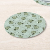 Sage Bubble Frogs - laurel green kids pattern. ラウンドペーパーコースター (アングル)