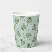 Sage Bubble Frogs - laurel green kids pattern. 紙コップ (右)