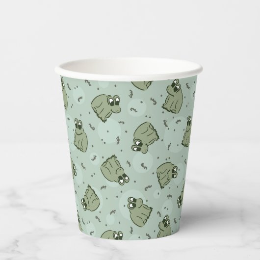 Sage Bubble Frogs - laurel green kids pattern. 紙コップ (正面)