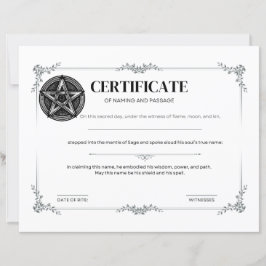 Sage Certificate of Naming and Passage 