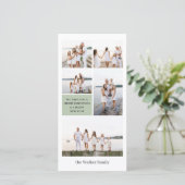 Sage Chic モダン Neutral 5写真エレガント シーズンカード (スタンド正面)