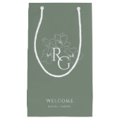 Sage | Chic Faux Gold Monogram Welcome Wedding  スモールペーパーバッグ (正面)