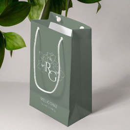 Sage | Chic Faux Gold Monogram Welcome Wedding  スモールペーパーバッグ