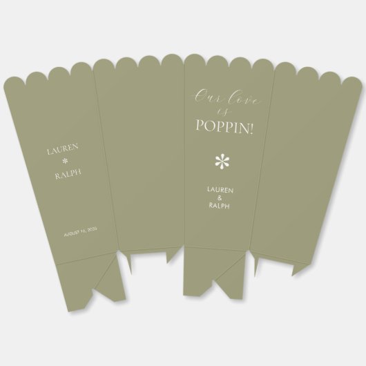 Sage | Chic Minimal Script Wedding Popcorn フェイバーボックス (見開き)