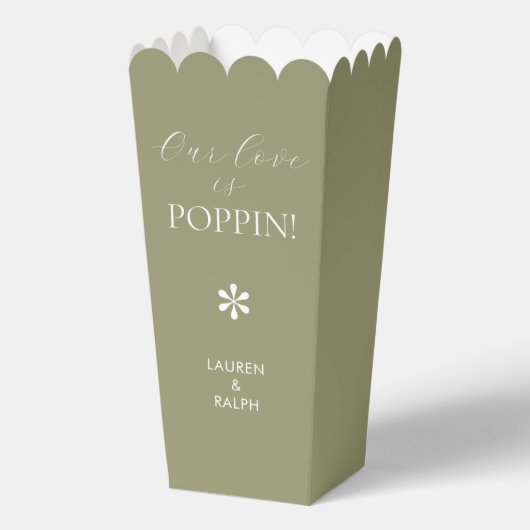Sage | Chic Minimal Script Wedding Popcorn フェイバーボックス (正面)