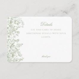 Sage Chinoiserie Floral Details Card Invitation エンクロージャーカード