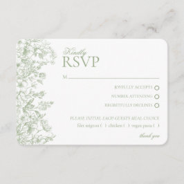 Sage Chinoiserie Floral RSVP Respose Card エンクロージャーカード