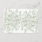 Sage Chinoiserie Retro Floral Bridal Registry Card エンクロージャーカード (裏面)