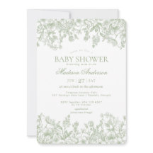 Sage Chinoiserie Vintage Floral Baby Shower