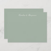 Sage Classic Script Elegant Wedding Names Flat サンキューカード (正面/裏面)