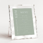 Sage Clean Lineのディナ結婚ーメニュー<br><div class="desc">カップルのイニシャルを横にシンプル持つのクリーンなラインを特徴とするエレガントなウェディングディナーリスト。背景はセージ・グリーン。</div>