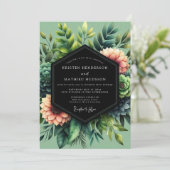 Sage Coral Botanical Wedding 招待状 (スタンド正面)