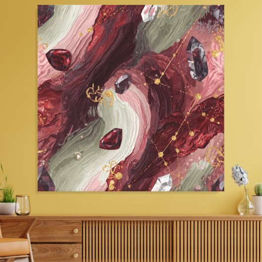 Sage Crystal Grid — Garnet Edition キャンバスプリント (インサイチュ (リビング))