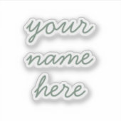 Sage Custom Name Simple Minimal Script Stickers シール (正面)