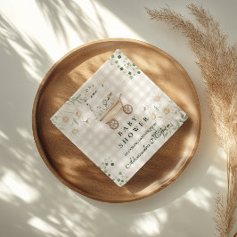 Sage Daisy Silly Goose Baby Shower スタンダードカクテルナプキン